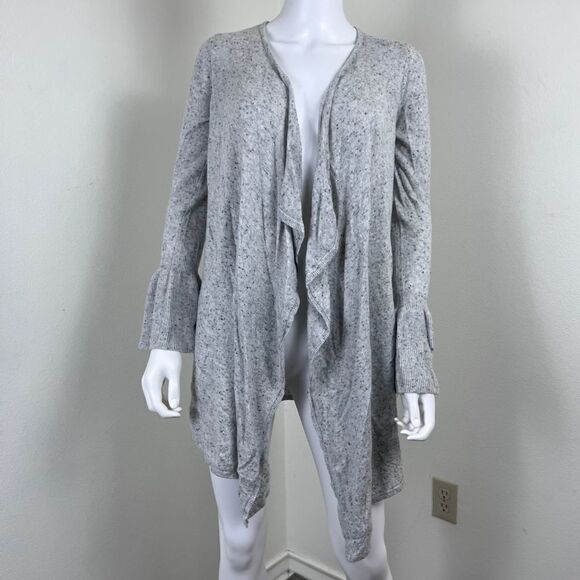 Moth Lyra Women Size S Wool Cashmere Speckled Gray Bell Sleeve Cardigan Sweater - Picture 6 of 16